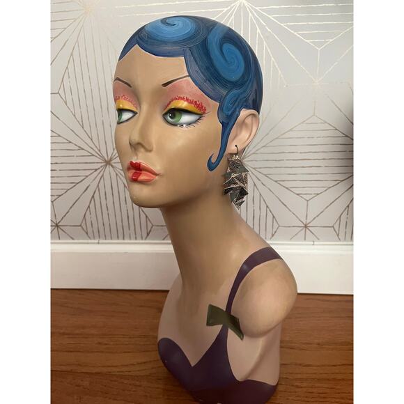 Artisan Handmade Metallic Leather Geometric multi pattern earrings - Picture 9 of 10